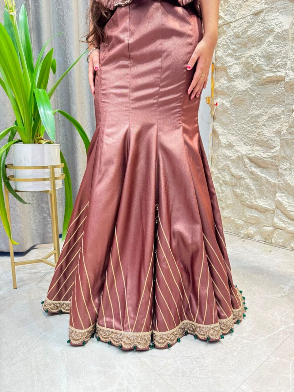 "ROSEWOOD EMBELLISHED PEPLUM MERMAID"