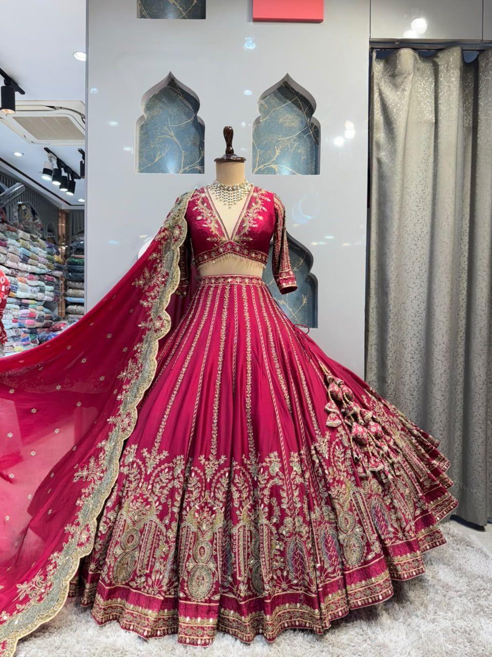 "ROYAL RUBY EMBROIDERED LEHENGA"