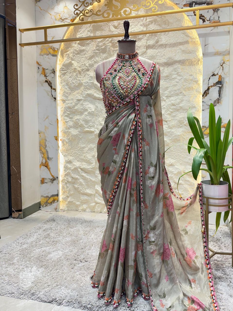 "BLUSH BLOOM DESIGNER SAREE"