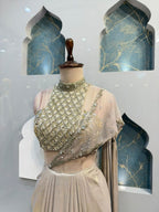 "CHAMPGNE GOLD EMBELLISHED DRAPE SAREE"