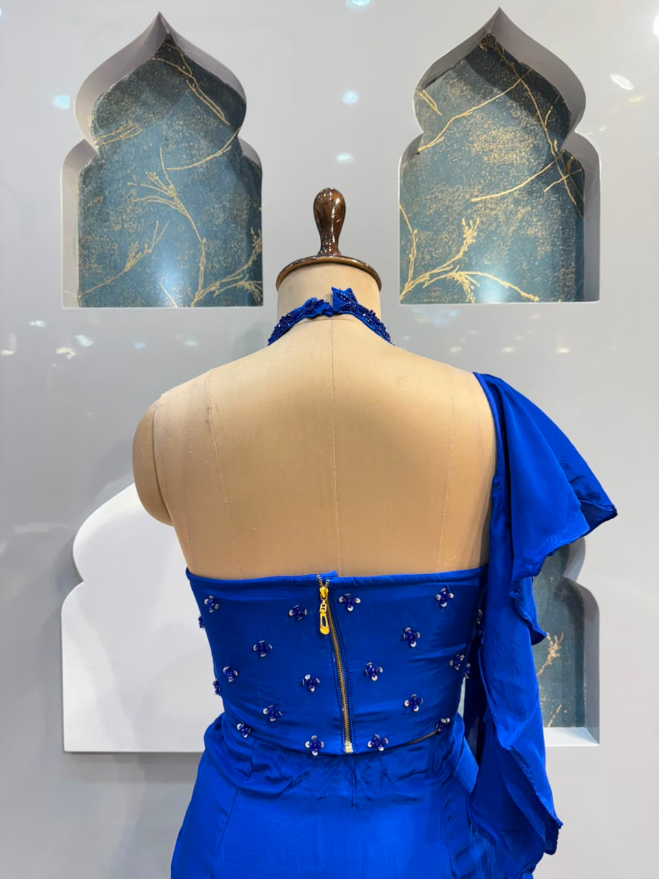 "ROYAL SAPPHIRE DRAPED INDO-WESTERN"