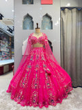 "FUCHSIA BLOOM DESIGNER LEHENGA"