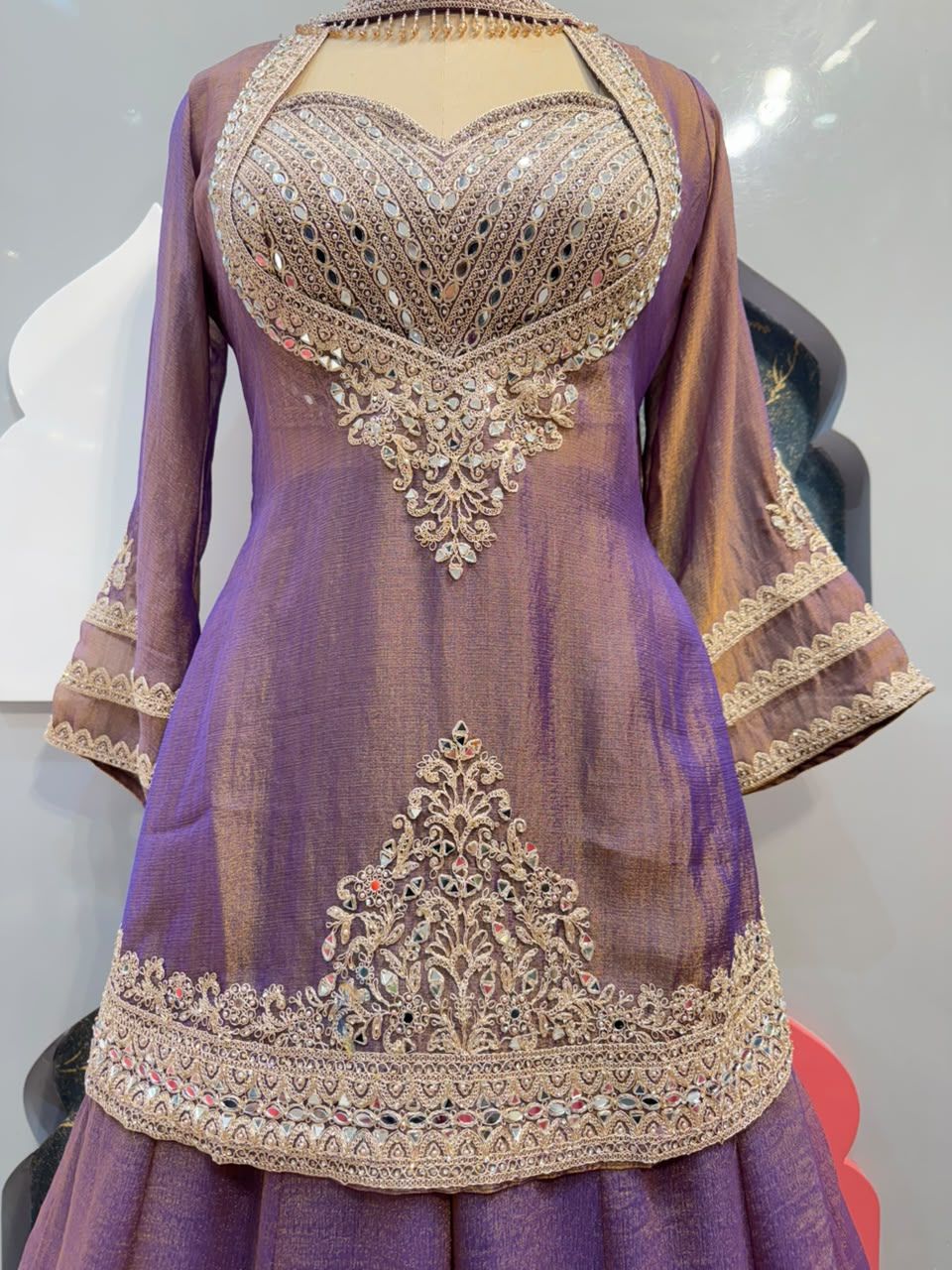 "REGAL MAUVE EMBROIDERED INDO-WESTERN"