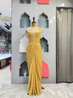 "CHAMPAGNE GOLD DRAPE SAREE"