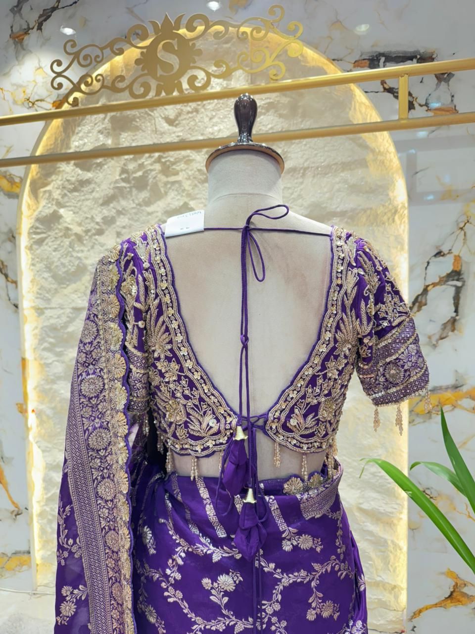 "ROYAL PURPL BANARASI EBROIDERED SAREE"
