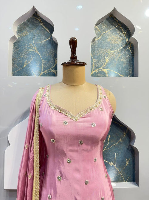 "BLUSH BLOOM EMBROIDERED SHARARA"