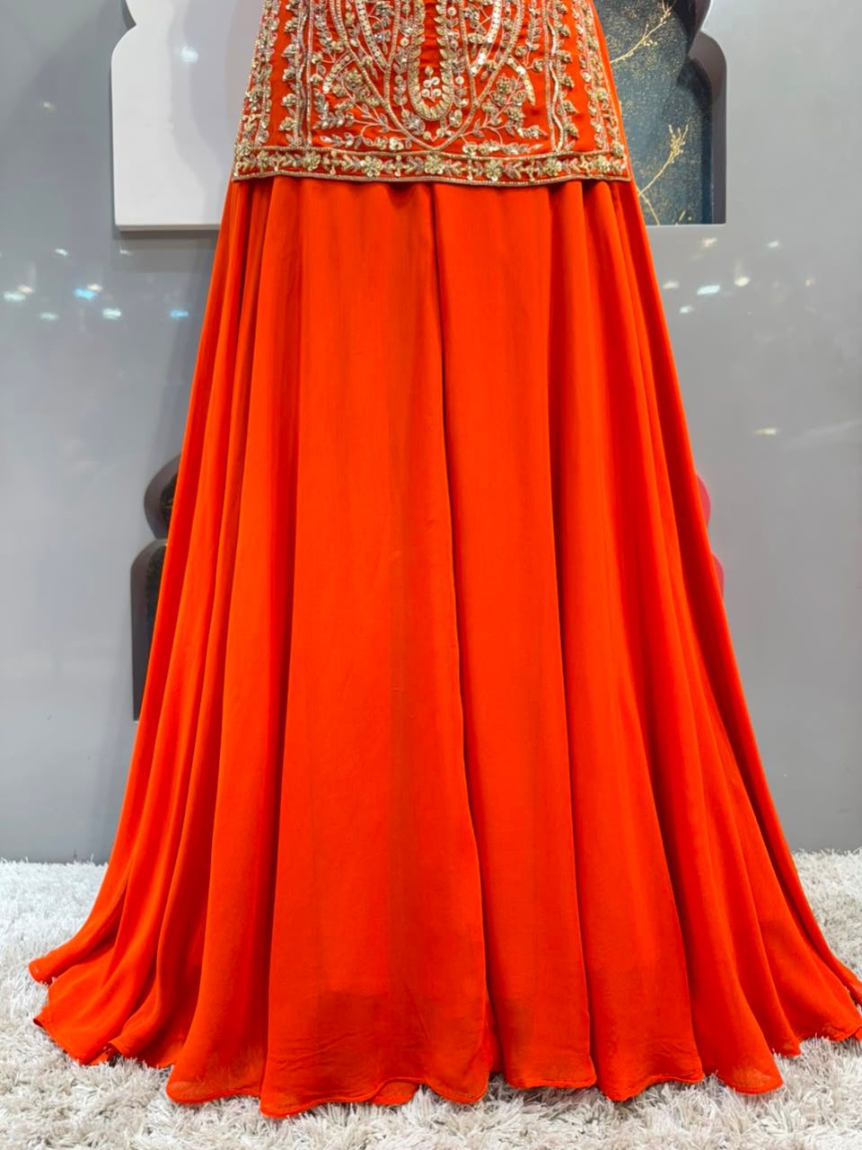 "ROYAL ORANGE EMBROIDERED SHARARA"