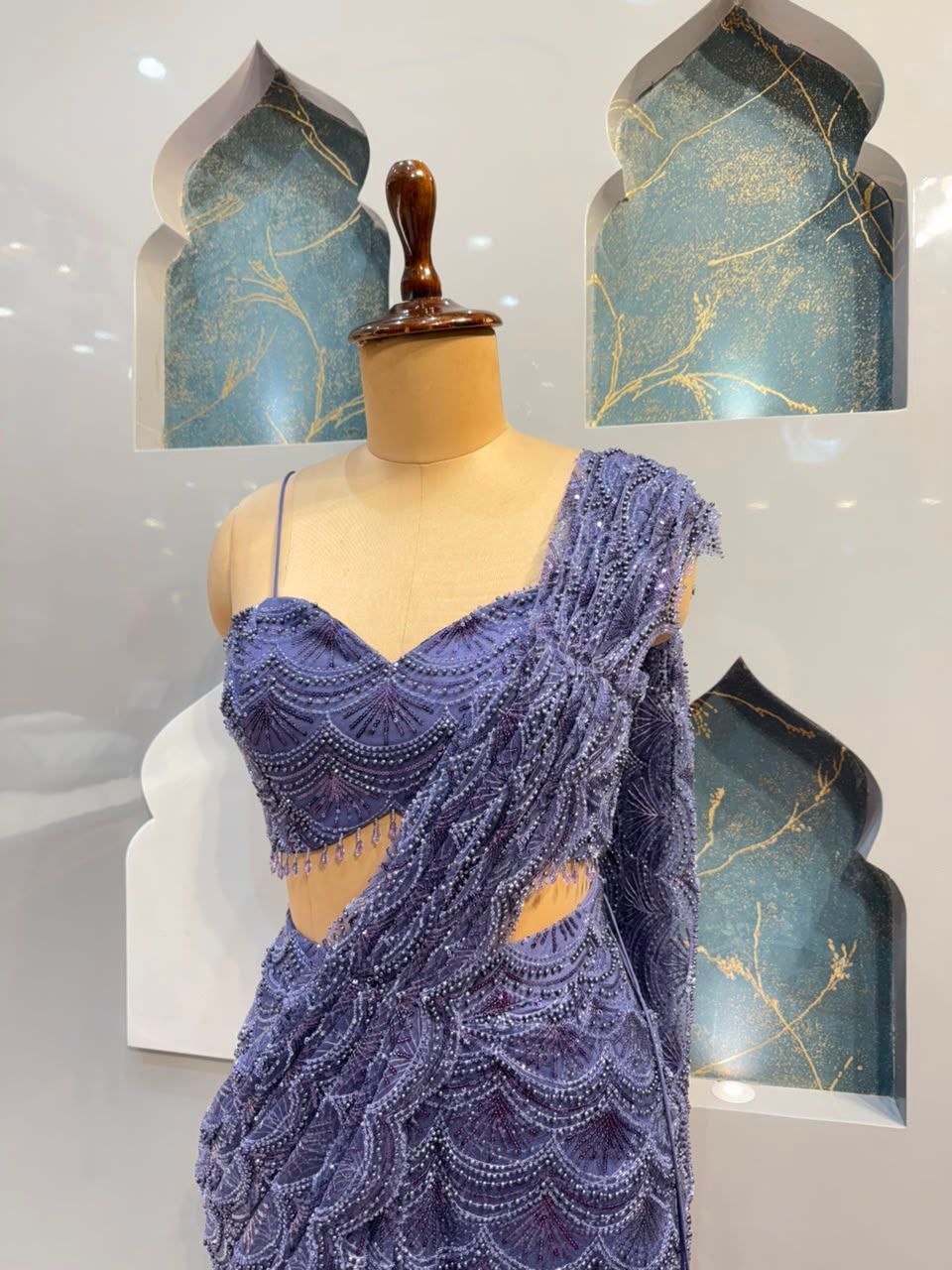 "AMETHYST CASCADE DRAPE SAREE"