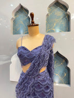 "AMETHYST CASCADE DRAPE SAREE"