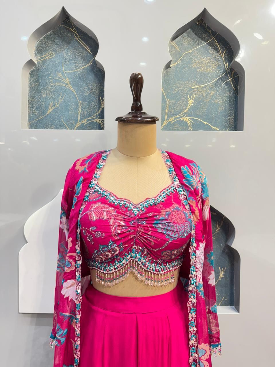"FUCHSIA BLOOM INDO-WESTERN"