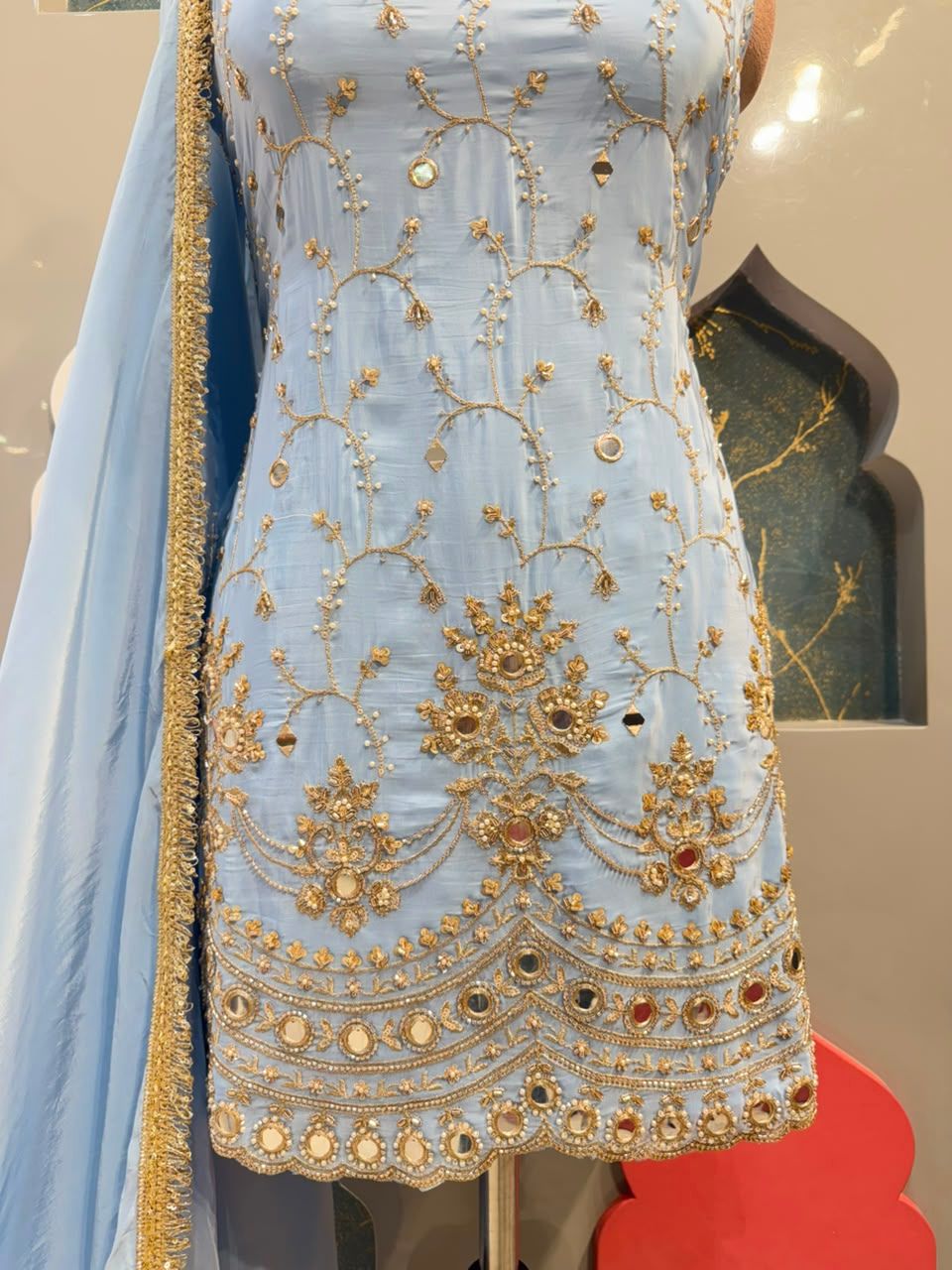 "CELESTE BLUE EMBROIDERED GARARA"