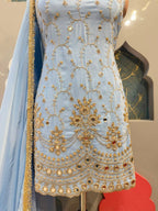 "CELESTE BLUE EMBROIDERED GARARA"