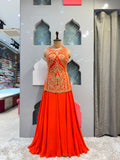 "ROYAL ORANGE EMBROIDERED SHARARA"