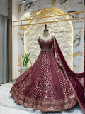 "ROYAL BURGUNDY FLORAL LEHENGA"