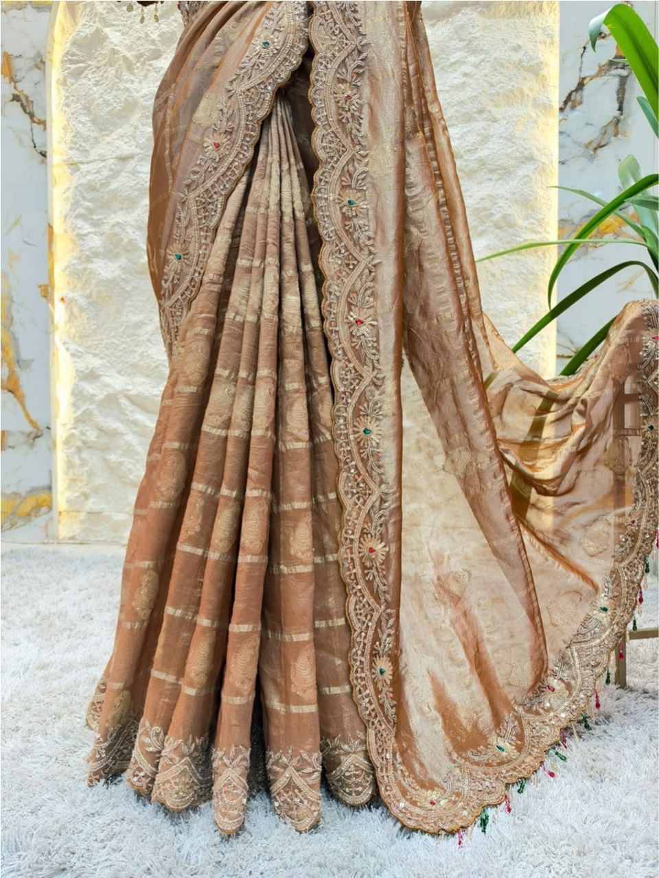 "ANTIQUE GOLD EMBROIDERED SAREE"