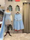 "CELESTE BLUE EMBROIDERED GARARA"