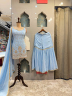 "CELESTE BLUE EMBROIDERED GARARA"