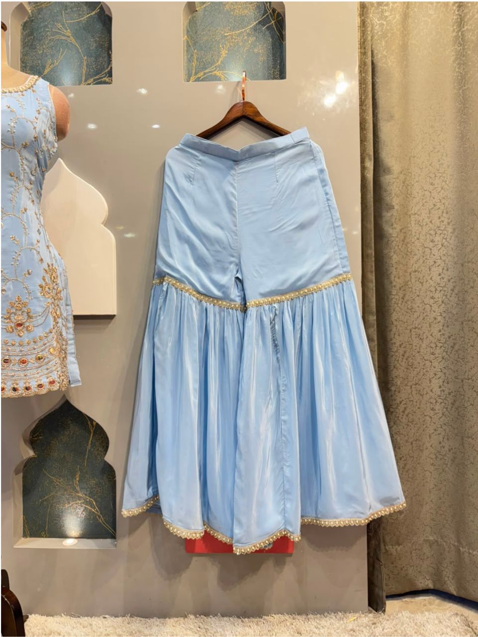 "CELESTE BLUE EMBROIDERED GARARA"
