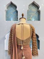 "MOCHA GLAMOUR DRAPE SAREE"