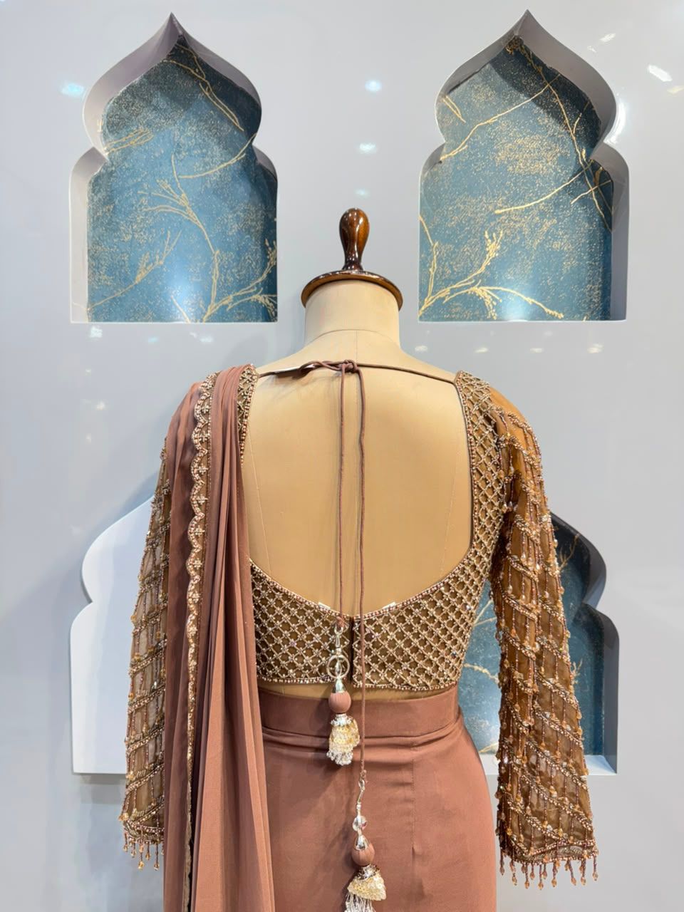 "MOCHA GLAMOUR DRAPE SAREE"