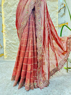 "WINE ROSE ZARI SAREE"
