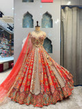 "CORAL HERITAGE PRINTED LEHENGA"