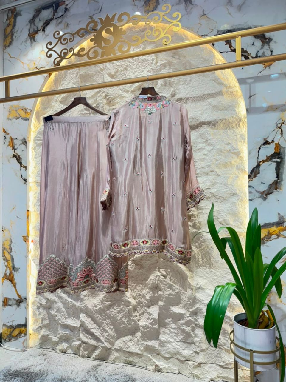 "BLUSH ROSE EMBROIDERED SUIT"