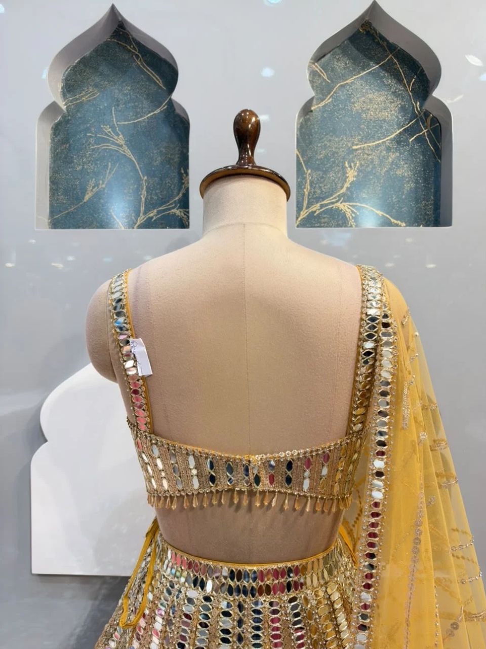 "GOLDEN MIRROR WORK BRIDAL LEHENGA"