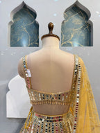 "GOLDEN MIRROR WORK BRIDAL LEHENGA"