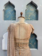 "CHAMPAGNE PEARL DRAPE SAREE"