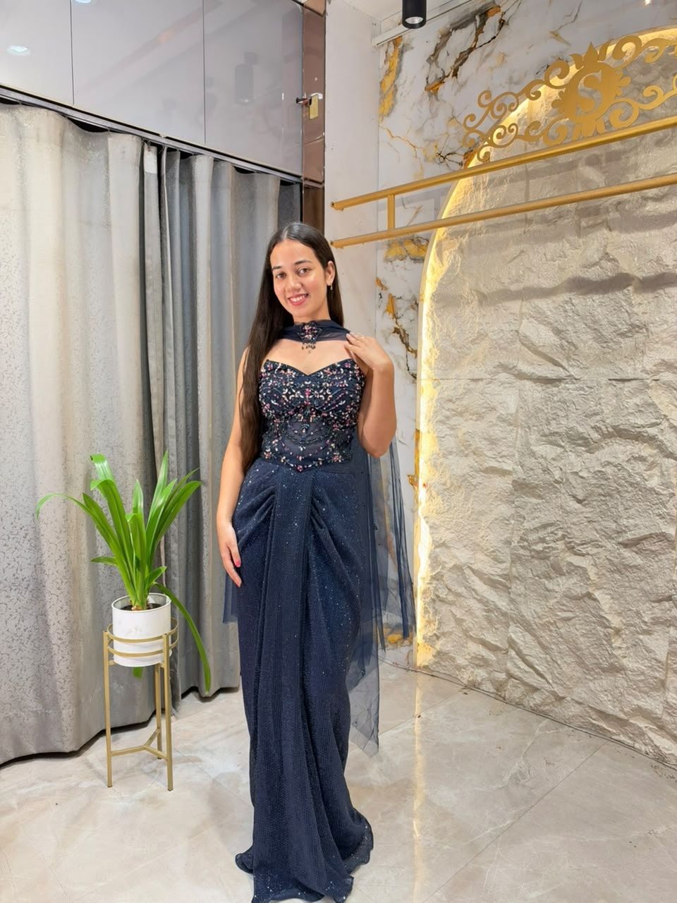 "NAVY SHIMMER INDOWESTERN"