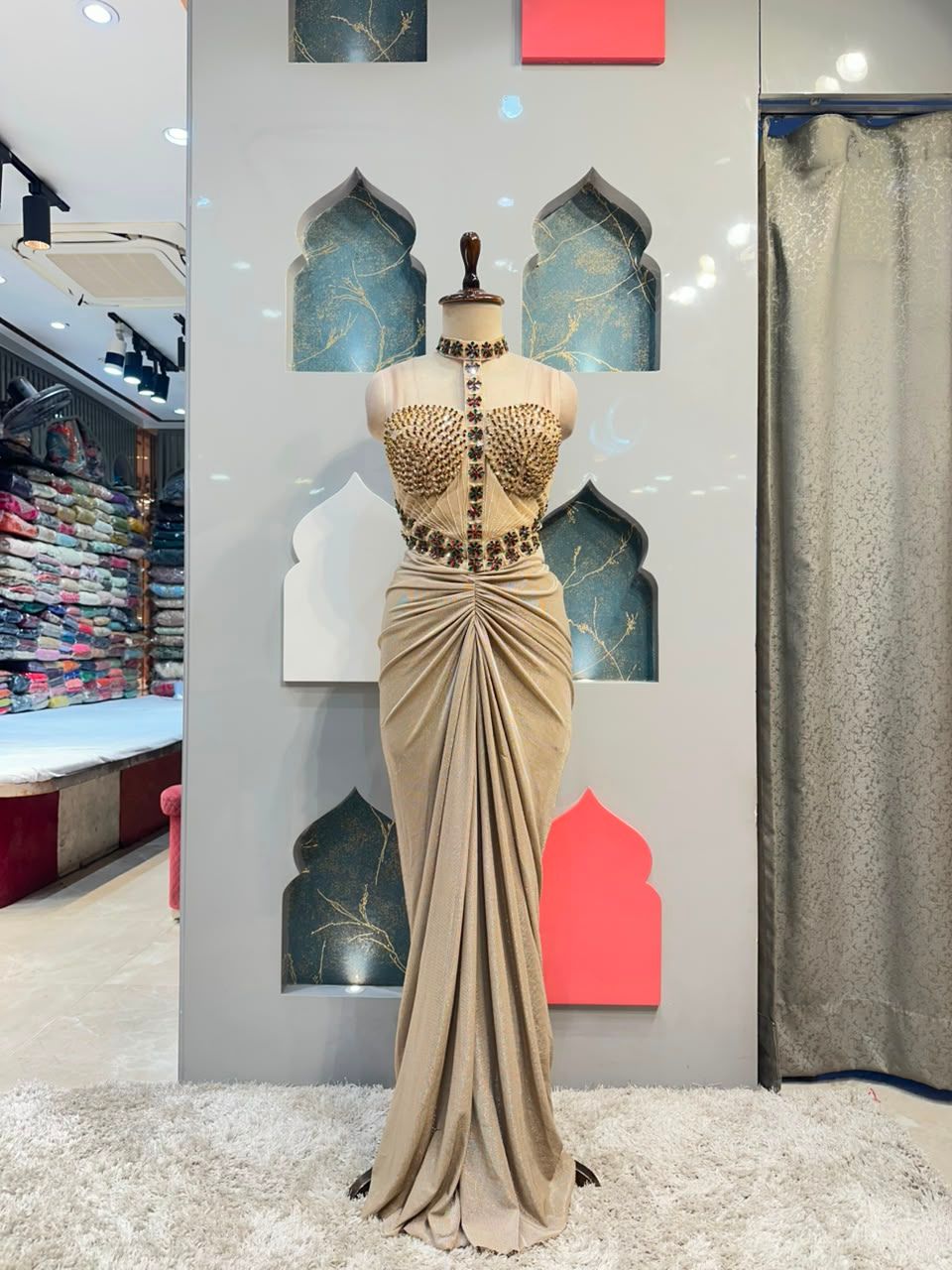 "CHAMPAGNE CELESTE INDO-WESTERN"