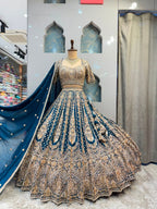 "ROYAL MIDNIGHT BLUE ZARI EMBROIDERED LEHENGA"