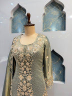 "SAGE ROYALE EMBROIDERED SHARARA"
