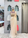 "IVORY PEARL ELEGANCE DRAPE SAREE"