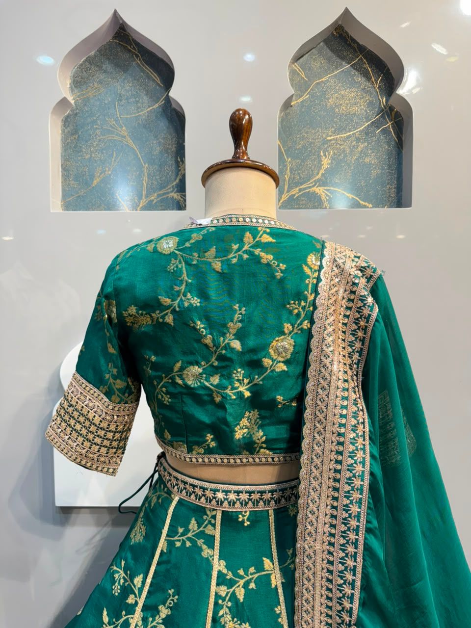 "EMERALD BLOOM HERITAGE LEHENGA"