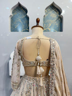 "CELESTIAL CHAMPAGNE MIRROR WORK LEHENGA"