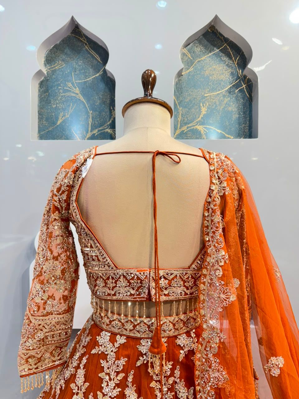 "ORANGE HERITAGE EMBROIDERED LEHENGA"