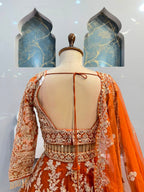 "ORANGE HERITAGE EMBROIDERED LEHENGA"