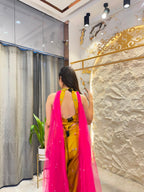 "MUSTARD YELLOW PEACOCK EMBROIDERED INDO-WESTERN"