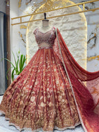 "MAROON MAJESTY FLORAL LEHENGA"