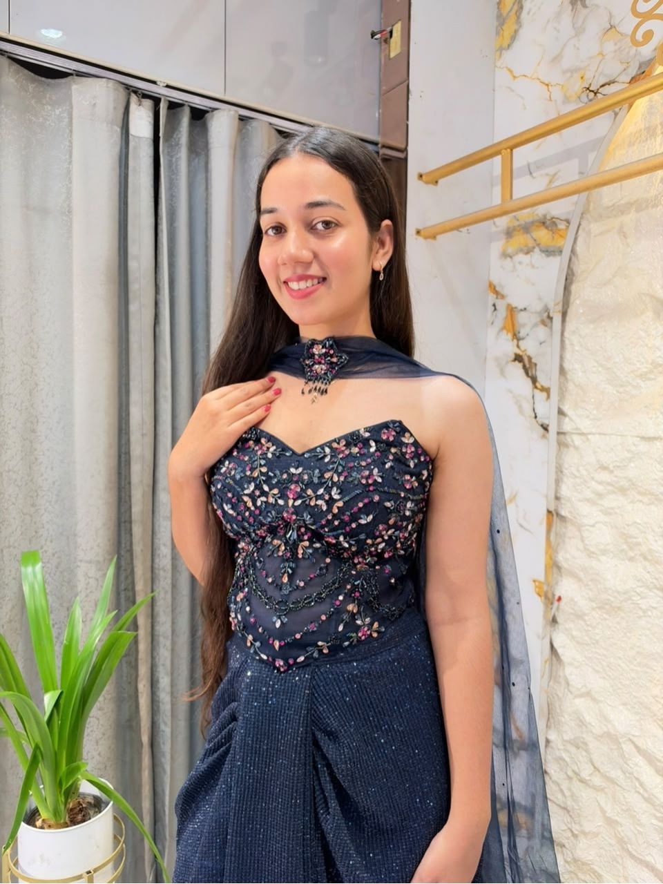 "NAVY SHIMMER INDOWESTERN"