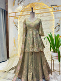 "SAGE BLOOM EMBROIDERED PEPLUM SHARARA"