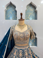 "ROYAL MIDNIGHT BLUE ZARI EMBROIDERED LEHENGA"