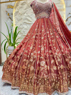 "MAROON MAJESTY FLORAL LEHENGA"