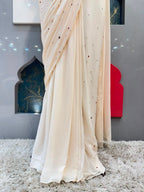 "IVORY PEARL ELEGANCE DRAPE SAREE"