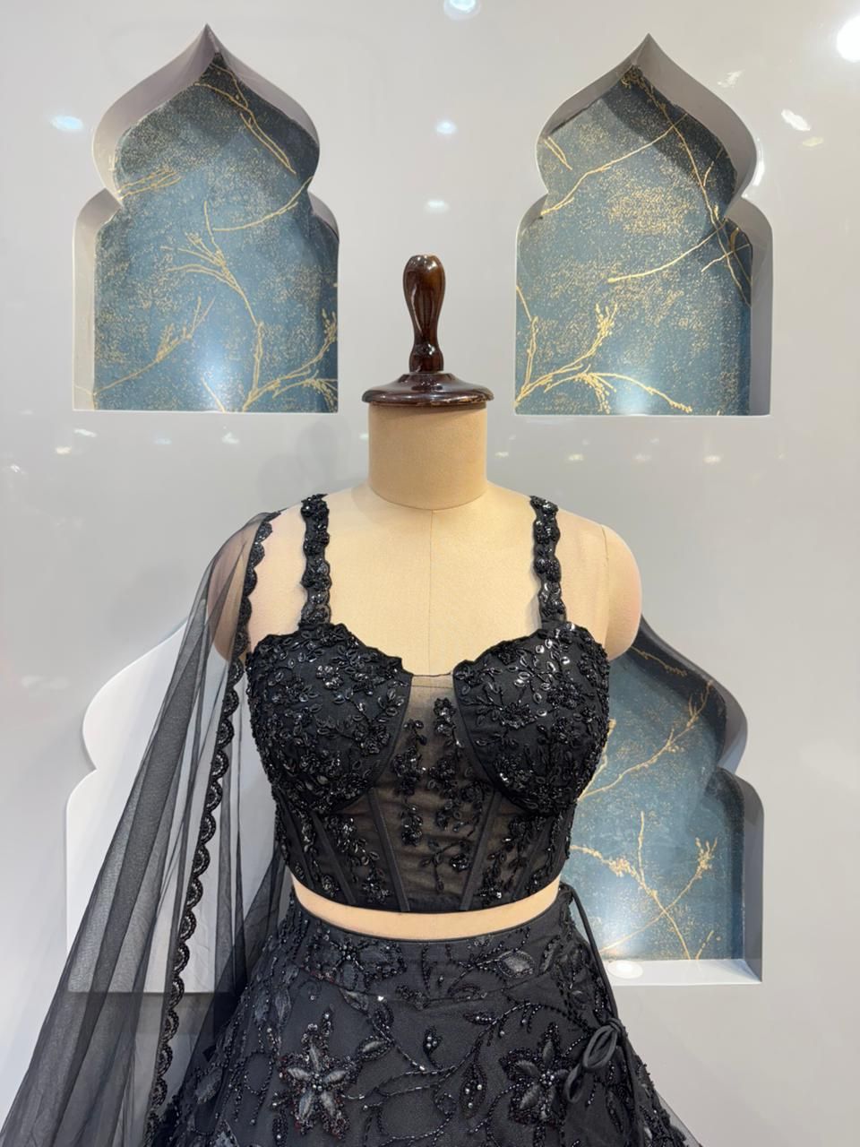 "MIDNIGHT BLOOM EMBROIDERED LEHENGA"