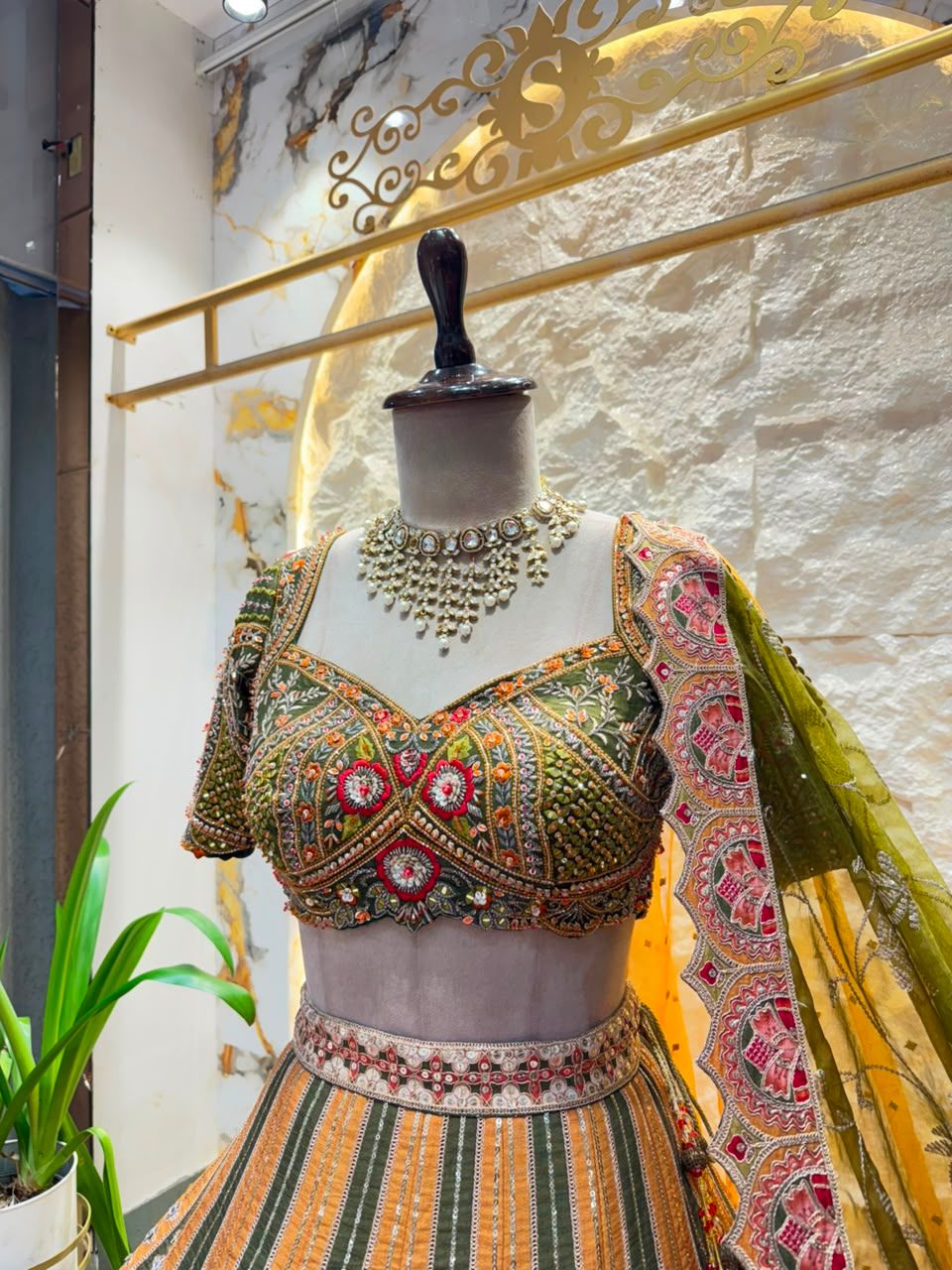 "HERITAGE MOSAIC LEHENGA"