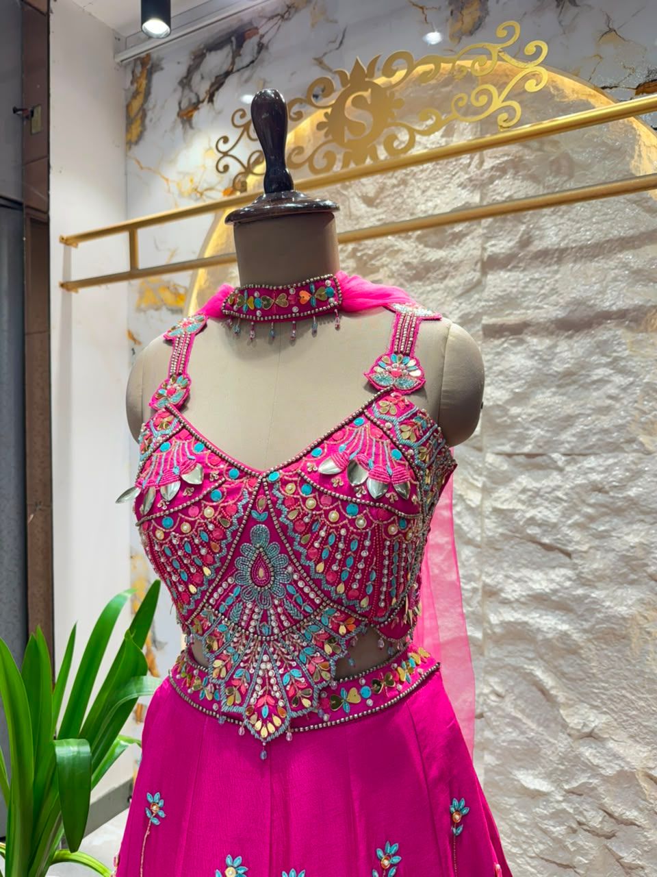 "ROYAL FUCHSIA HAND EMBROIDERED INDO-WESTERN"
