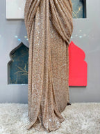 "CHAMPAGNE PEARL DRAPE SAREE"